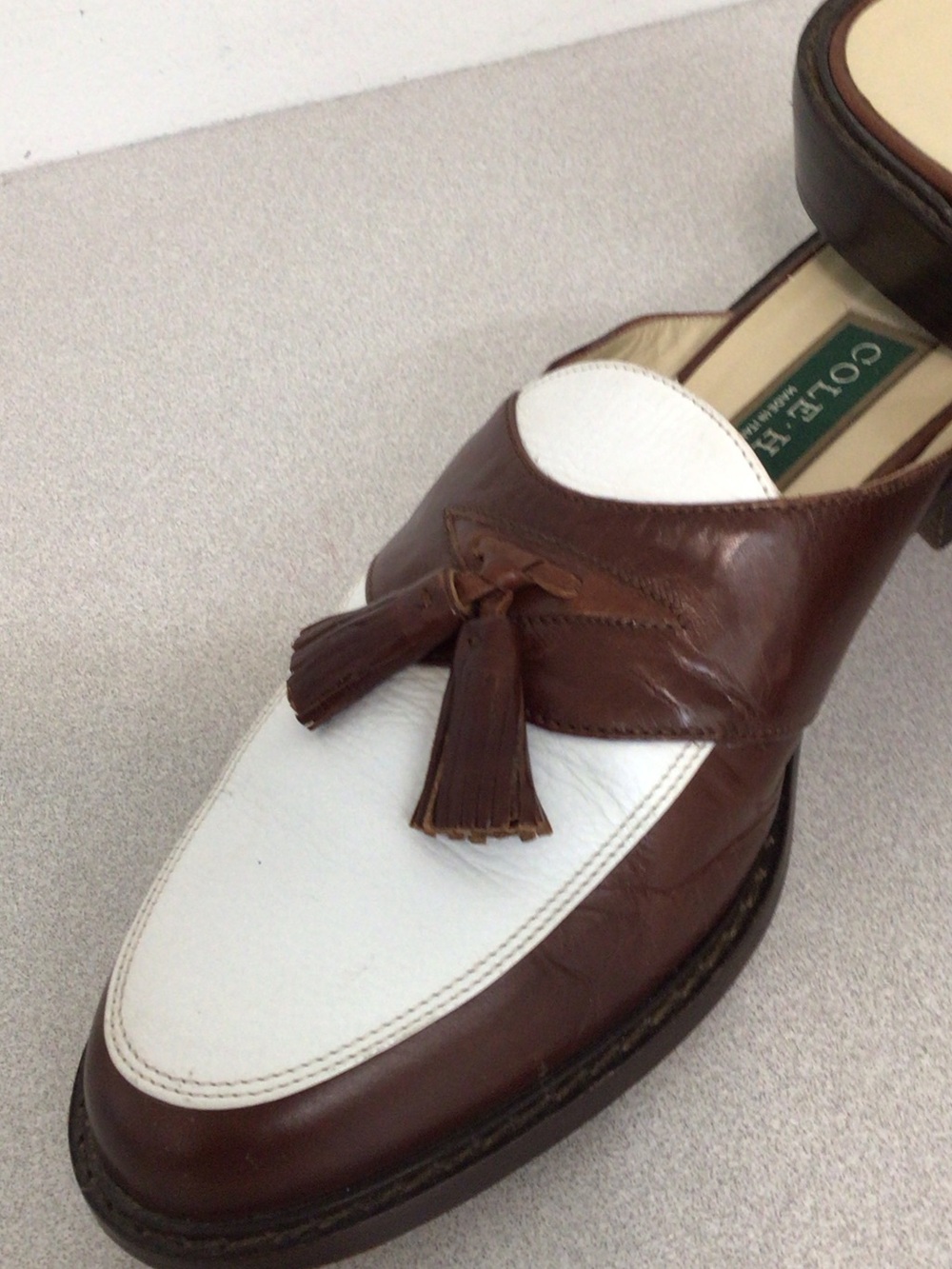 Cole Haan Brown and White Tassel Slip-On Loafers - Picture 2 of 10